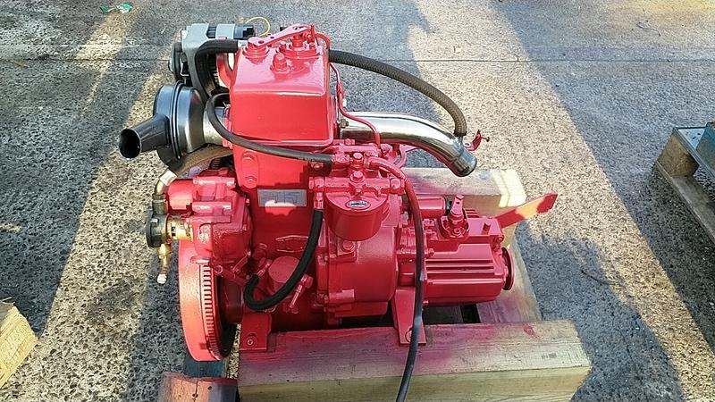 Bukh DV10 Marine Diesel Engine Breaking For Spares DV10 1988 Bukh DV10 marine diesel engine, red, on wooden pallet, for spare parts.