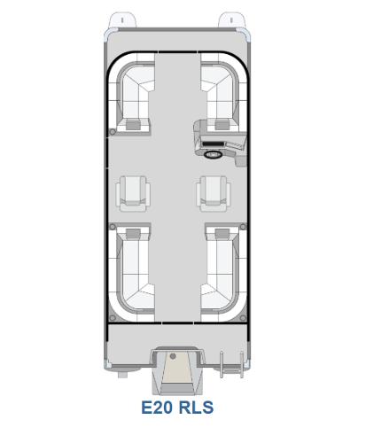 Qwest E 20 RLS Top view layout of 2025 Qwest E 20 RLS pontoon boat interior design.
