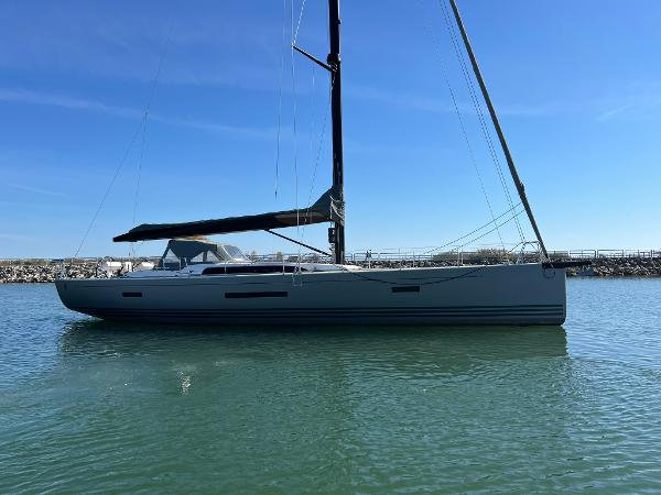 X-Yachts Xp 55 2015 X-Yachts Xp 55 sailboat on calm water under clear blue sky.
