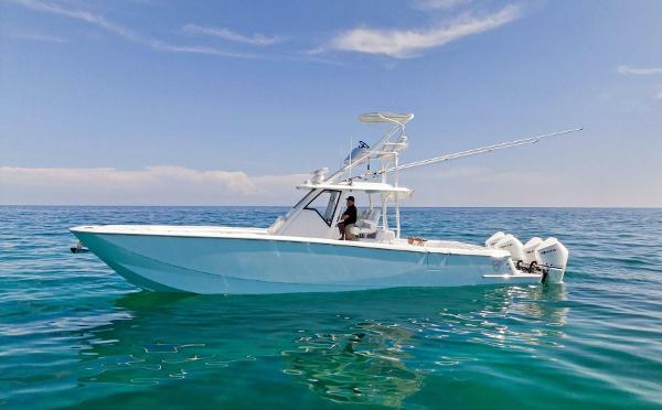 Barker Boatworks 40 HPC 2023 Barker Boatworks 40 HPC on calm ocean waters.