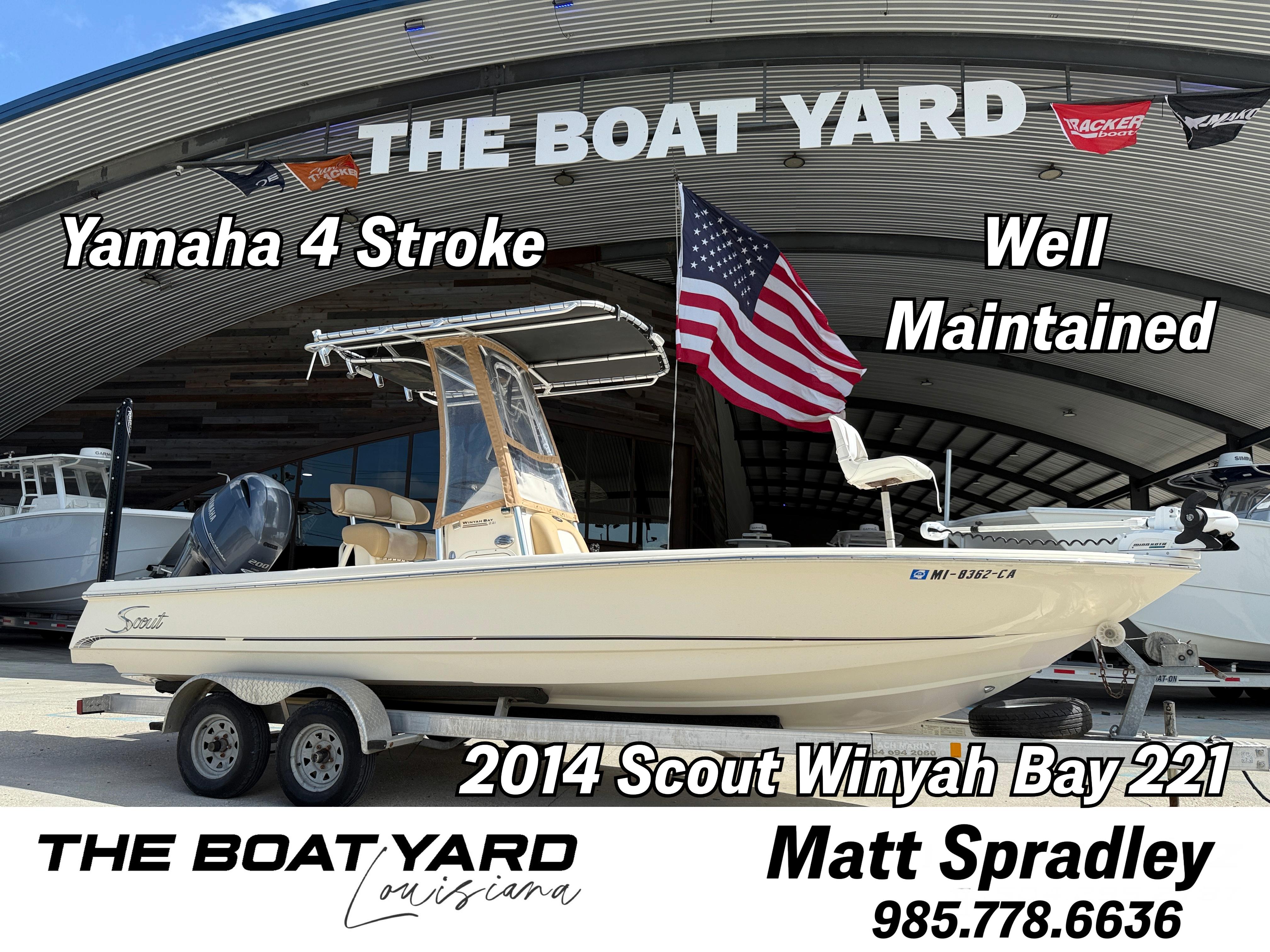 Scout WINYAH BAY 221 2014 Scout Winyah Bay 221 boat with Yamaha 4 Stroke, well maintained, at The Boat Yard.