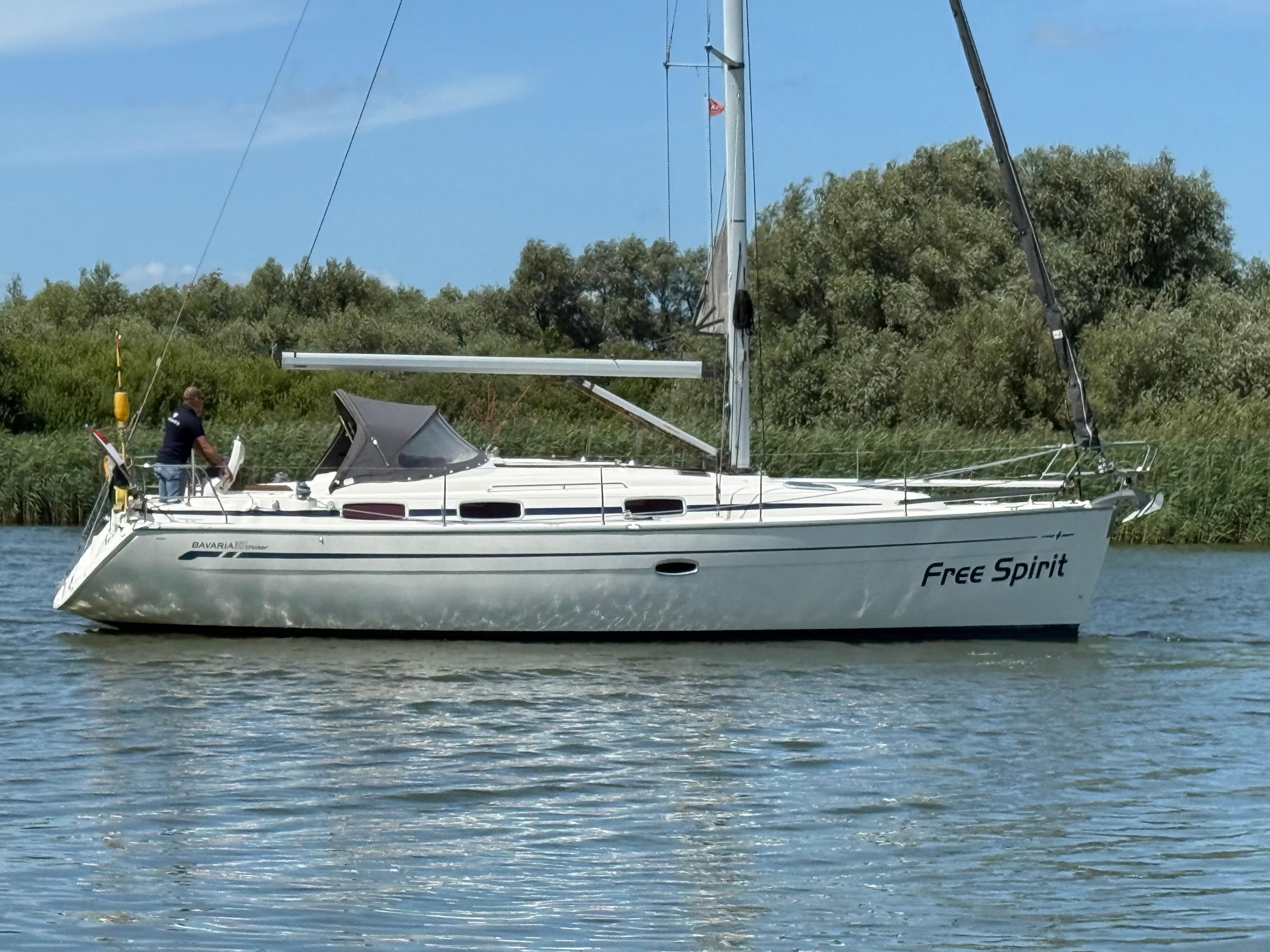 Bavaria 37 Cruiser 2007 Bavaria 37 Cruiser sailboat named "Free Spirit" on a calm river.