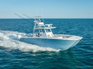 Invincible 37 Catamaran 2023 Invincible 37 Catamaran cruising on open ocean waters.