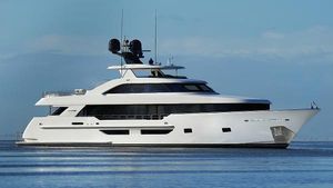 Westport 117 | 35m Luxury Westport 117 yacht, 2025 model, cruising on calm waters under a clear sky.