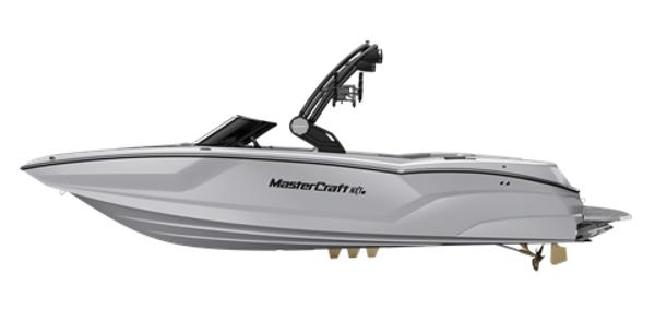 MasterCraft NXT24 2025 MasterCraft NXT24 boat, sleek design, side view, white hull, modern wakeboard tower.