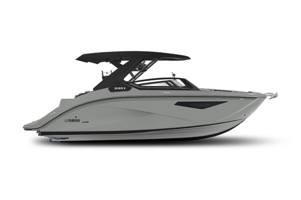 Yamaha Boats 295XD 2026 Yamaha Boats 295XD, sleek gray design, side view, modern features.