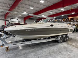 Sea Ray 270 Sundeck 2006 Sea Ray 270 Sundeck boat on trailer in indoor storage facility.