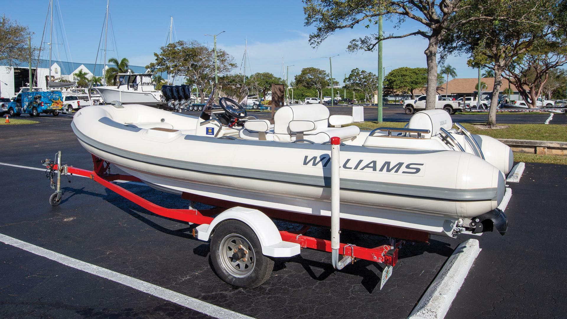 Williams Jet Tenders 505 Dieseljet 2018 Williams Jet Tenders 505 Dieseljet on trailer in parking lot.