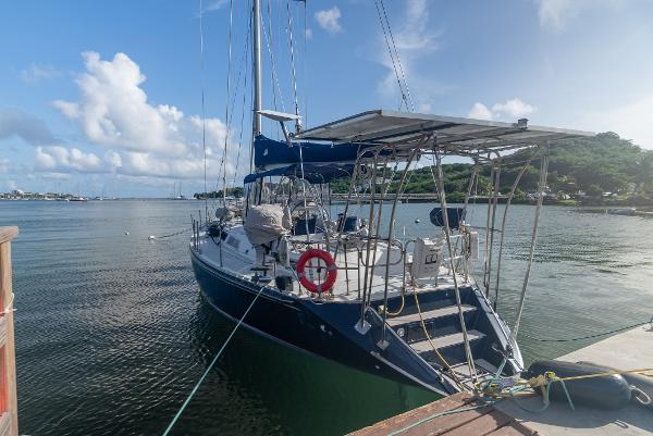 Hylas 51 Hylas 51 sailboat docked, 1990 model, calm waters, clear sky, scenic view.