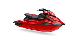 Yamaha WaveRunner VX Deluxe 2025 Yamaha WaveRunner VX Deluxe in vibrant red, side view.