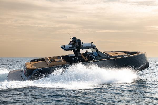 Pardo Yachts 50 2026 Pardo Yachts 50 cruising on open water at sunset.