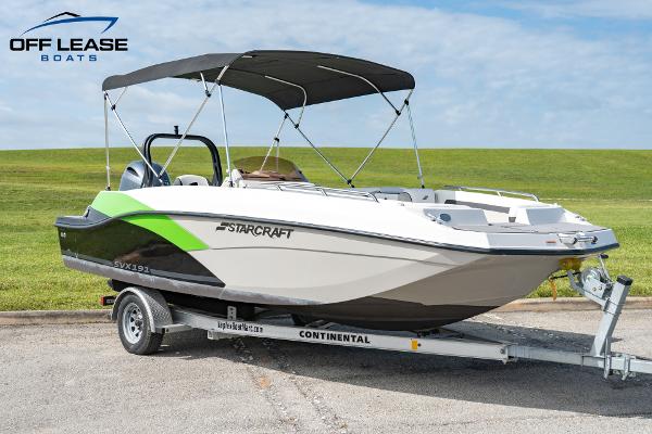 Starcraft SVX 191 OB 2022 Starcraft SVX 191 OB boat on Continental trailer with bimini top.