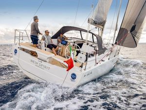 Hanse 360 Sailing yacht Hanse 360 #41, 2025 model, cruising on open sea with crew onboard.