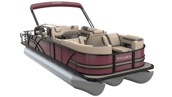 Sylvan L3 DLZ Bar 2026 Sylvan L3 DLZ Bar pontoon boat with maroon and beige seating.
