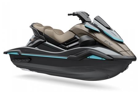 Yamaha Boats FX1900B-B (FX HO AUD) TIT/CRB 2025 Yamaha FX1900B-B jet ski in titanium and carbon colors, side view.