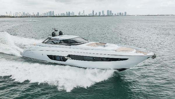 Riva 88' Florida Luxury Riva 88' Florida yacht cruising on open water, 2016 model.