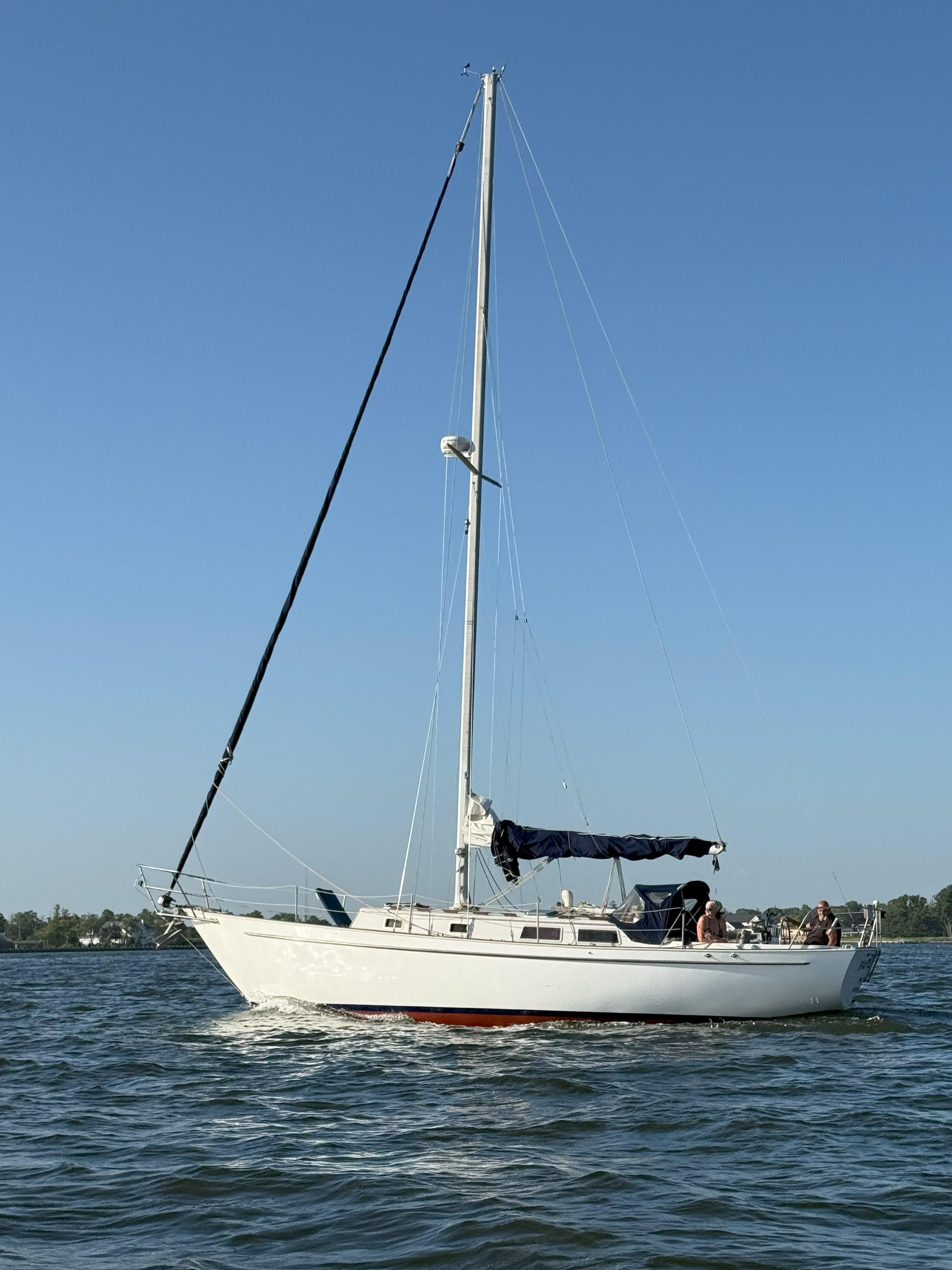 Niagara Niagara 35 1982 Niagara 35 sailboat cruising on open water under clear blue sky.