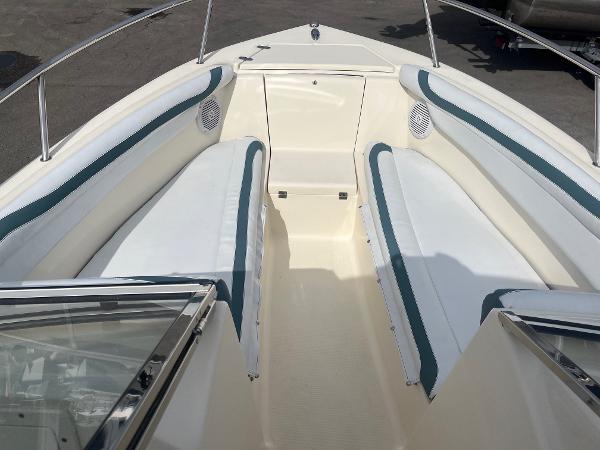 Scout 210 Dorado 2021 Scout 210 Dorado boat interior with white and blue seating.