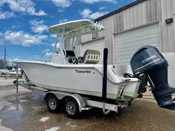 Tidewater 232 CC Adventure 2019 Tidewater 232 CC Adventure boat on trailer with Yamaha outboard motor.
