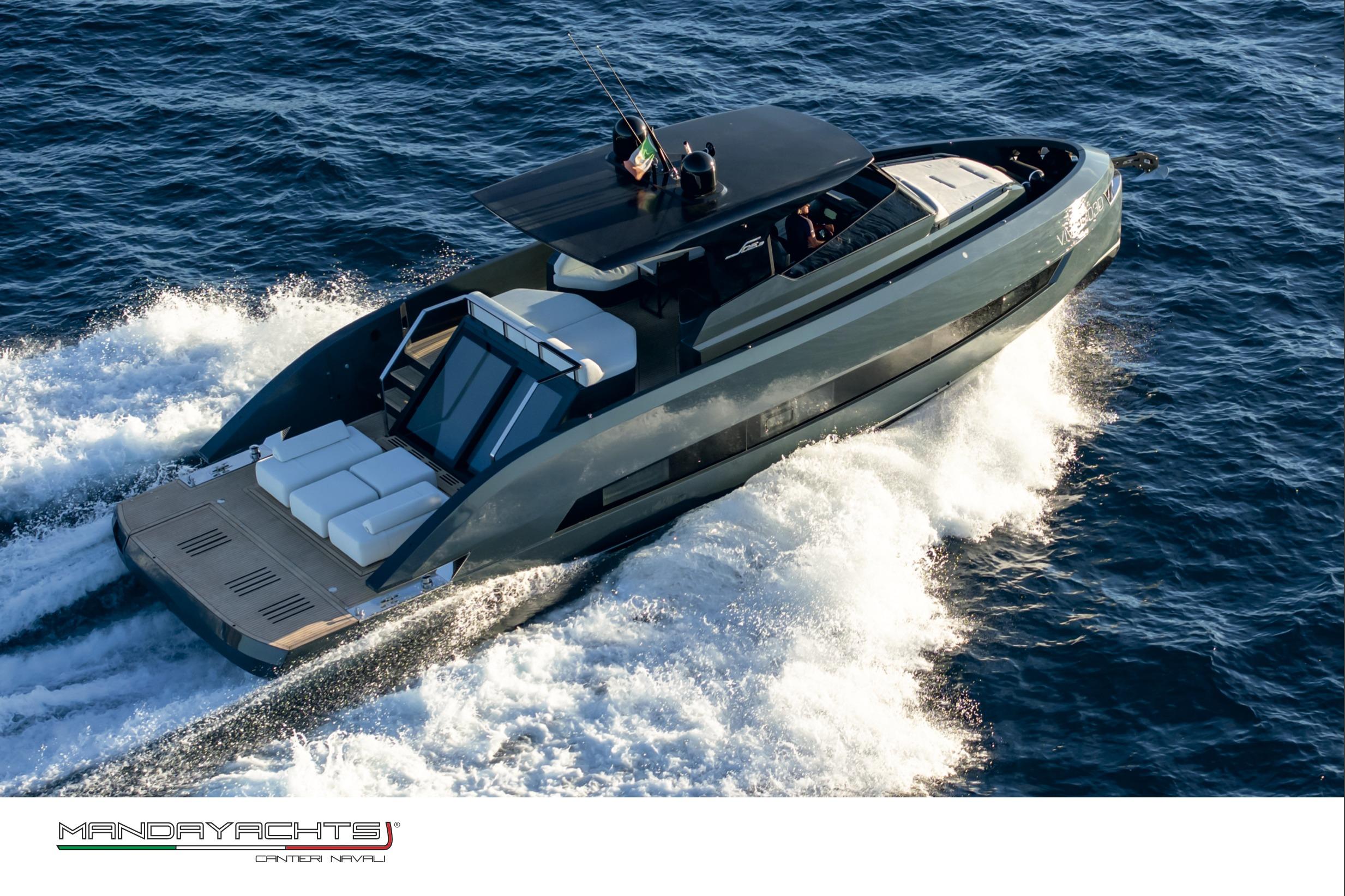 MandaYachts S05.3 Luxury MandaYachts S05 2025 cruising on open sea, showcasing sleek design and performance.