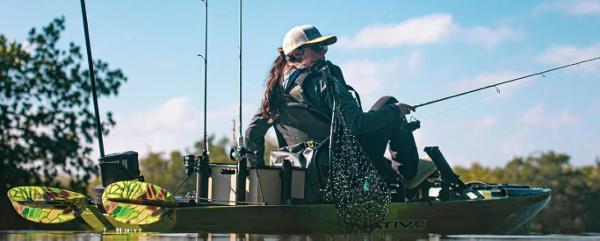Native Watercraft SLAYER PROPEL 10 MAX Person fishing on 2023 Native Watercraft SLAYER PROPEL 10 MAX kayak.