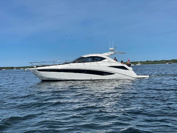 Galeon 385 HTS 2017 Galeon 385 HTS yacht cruising on open water.