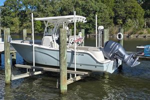 Sea Fox 249 Avenger 2022 Sea Fox 249 Avenger boat docked with Yamaha outboard motor.