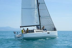 Pogo 30 Sailing on a 2013 Pogo 30 yacht in clear blue waters.