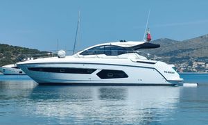 Azimut Atlantis 43 2017 Azimut Atlantis 43 yacht on calm water with scenic background.