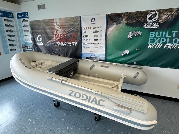 Zodiac Nomad RIB ALU 3.3 PVC 2024 Zodiac Nomad RIB ALU 3.3 PVC inflatable boat displayed indoors.