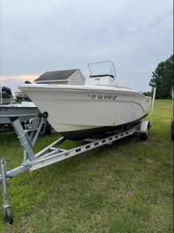 Sea Fox 199 Commander 2013 Sea Fox 199 Commander boat on trailer, parked on grass.