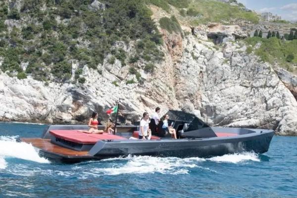 Wally Wallytender 45 Wallytender 45 yacht cruising near rocky coastline, 2007 model.