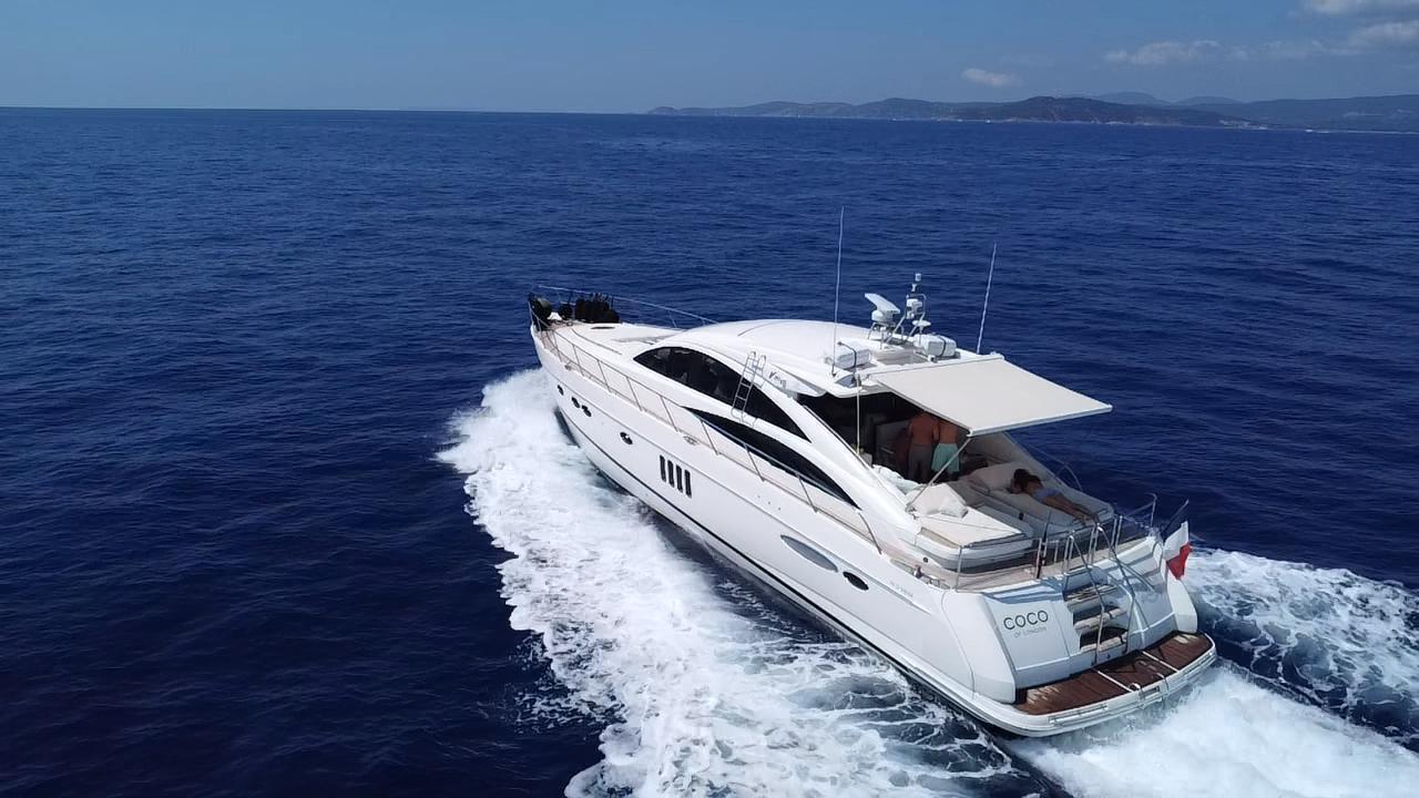 Princess V70 Luxury 2005 Princess V70 yacht cruising on open sea.