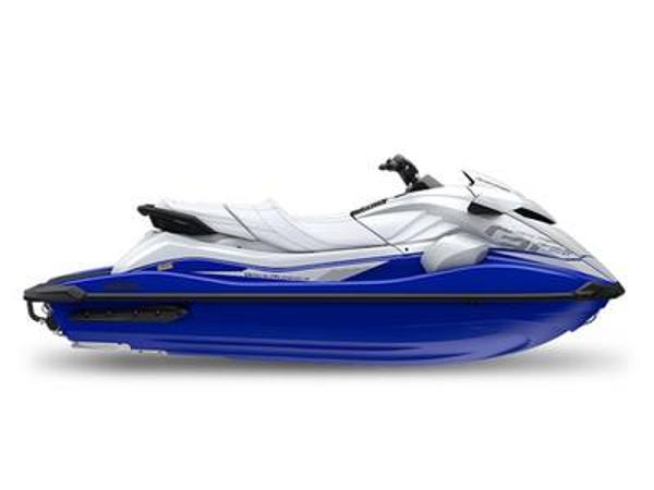 Yamaha WaveRunner GP SVHO™ with Audio 2025 Yamaha WaveRunner GP SVHO™ in blue and white, side view.