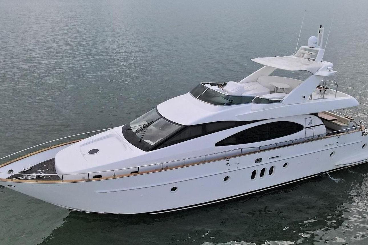Azimut 74 Solar Luxury 2003 Azimut 74 Solar yacht cruising on calm waters.