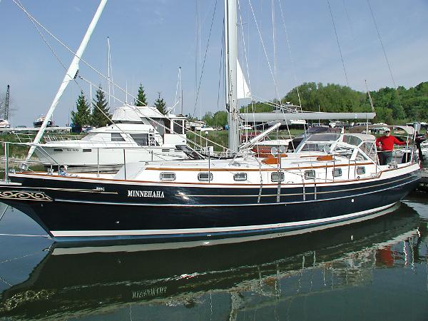 Gozzard 44 Mark I Sailboat Gozzard 44 Mark I, 2000 model, docked in a marina with clear skies.