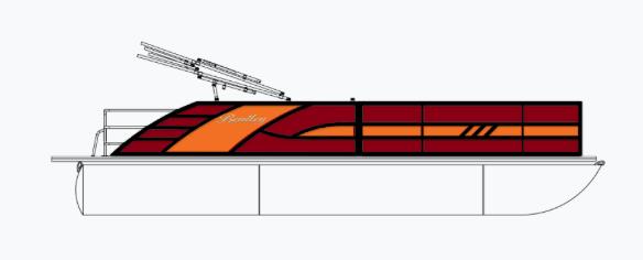 Bentley Pontoons Elite 223 Swingback Dual Captain with Wake Tower 2026 Bentley Pontoons Elite 223 Swingback with Wake Tower, side view illustration.