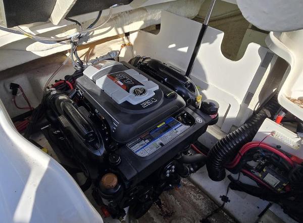 Sea Ray SLX 230 2019 Sea Ray SLX 230 engine compartment with visible components and wiring.