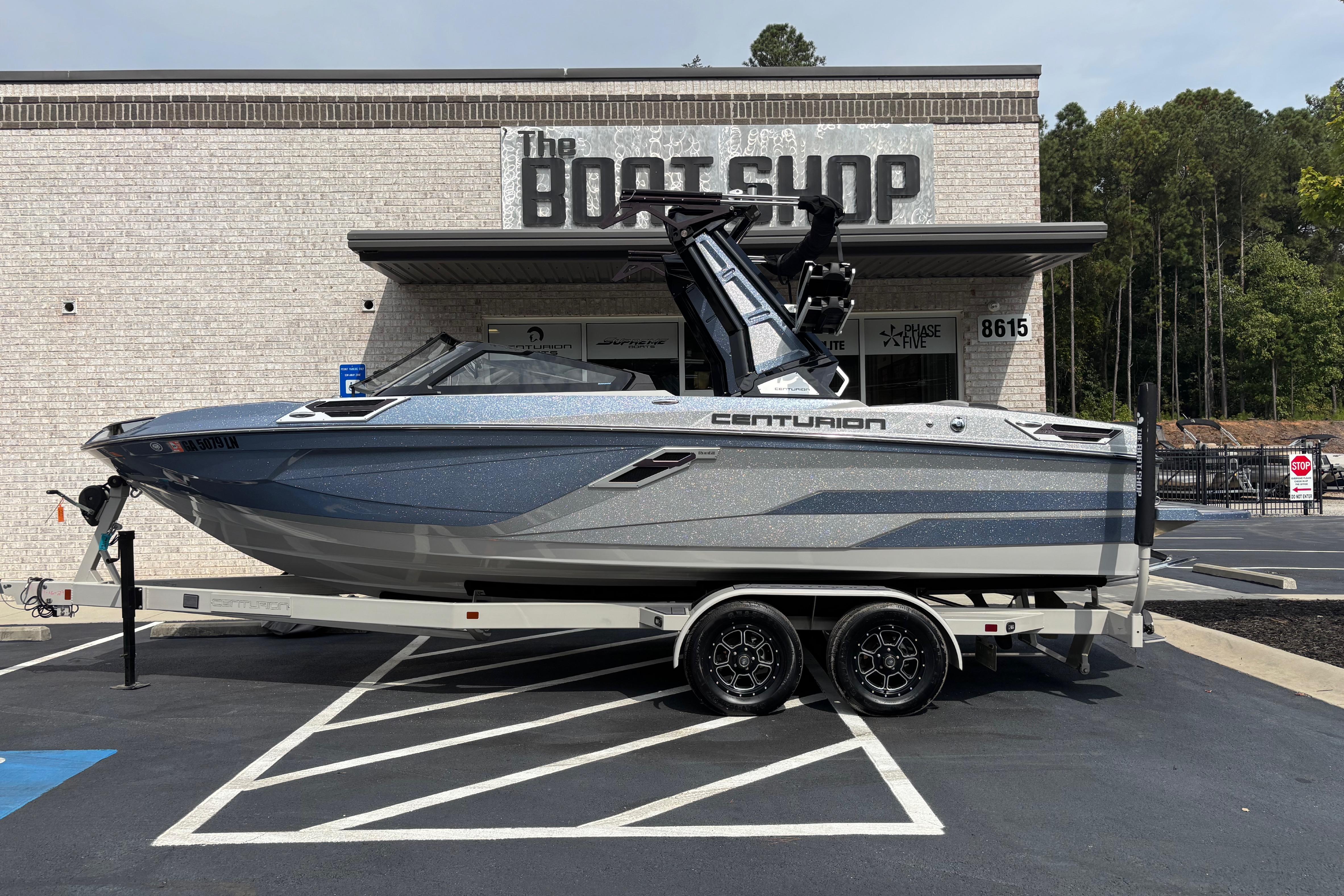Centurion Ri230 2022 Centurion Ri230 boat on trailer outside The Boat Shop.