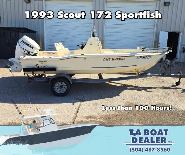 Scout 172 Sportfish 1993 Scout 172 Sportfish boat on trailer, less than 100 hours, for sale by LA Boat Dealer.