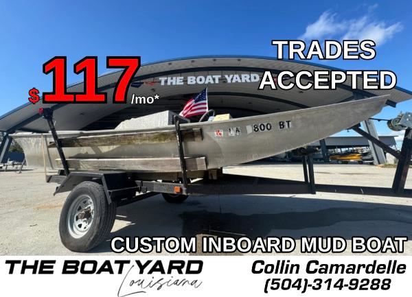 Custom Inboard Mud Boat Custom 1984 inboard mud boat for sale at The Boat Yard, $117/month, trades accepted.