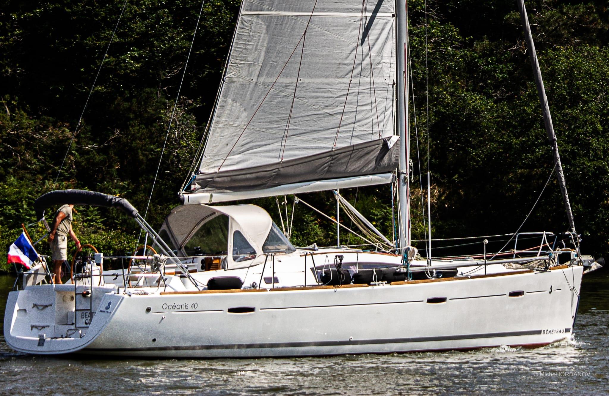 Beneteau Oceanis 40 2009 Beneteau Oceanis 40 sailing yacht on a calm waterway.