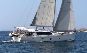 Moody 54 DS Sailing yacht Moody 54 DS 2015 gliding on open sea with full sails.