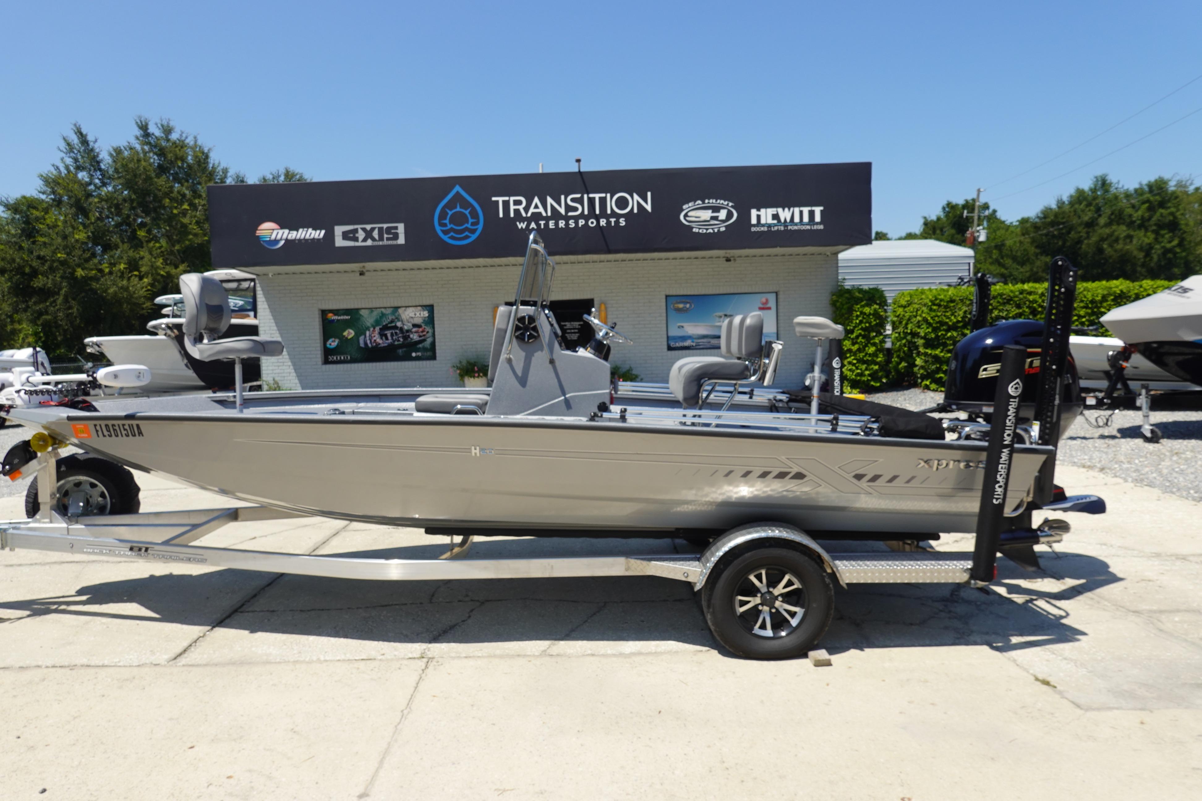 Xpress H20B 2025 Xpress H20B boat on trailer at Transition Watersports dealership.