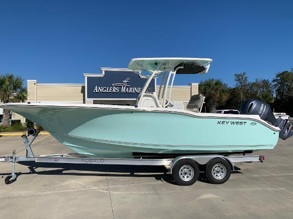 Key West 244 Cc 2024 Key West 244 CC boat on trailer at Anglers Marine dealership.