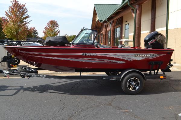 Ranger VS1782SC Angler 2024 Ranger VS1782SC Angler boat in red, parked on a trailer.