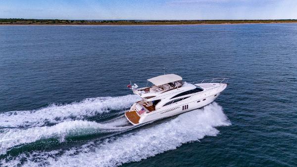 Princess 58 Flybridge Princess 58 SEABREEZE - Starboard Aerial Running Shot
