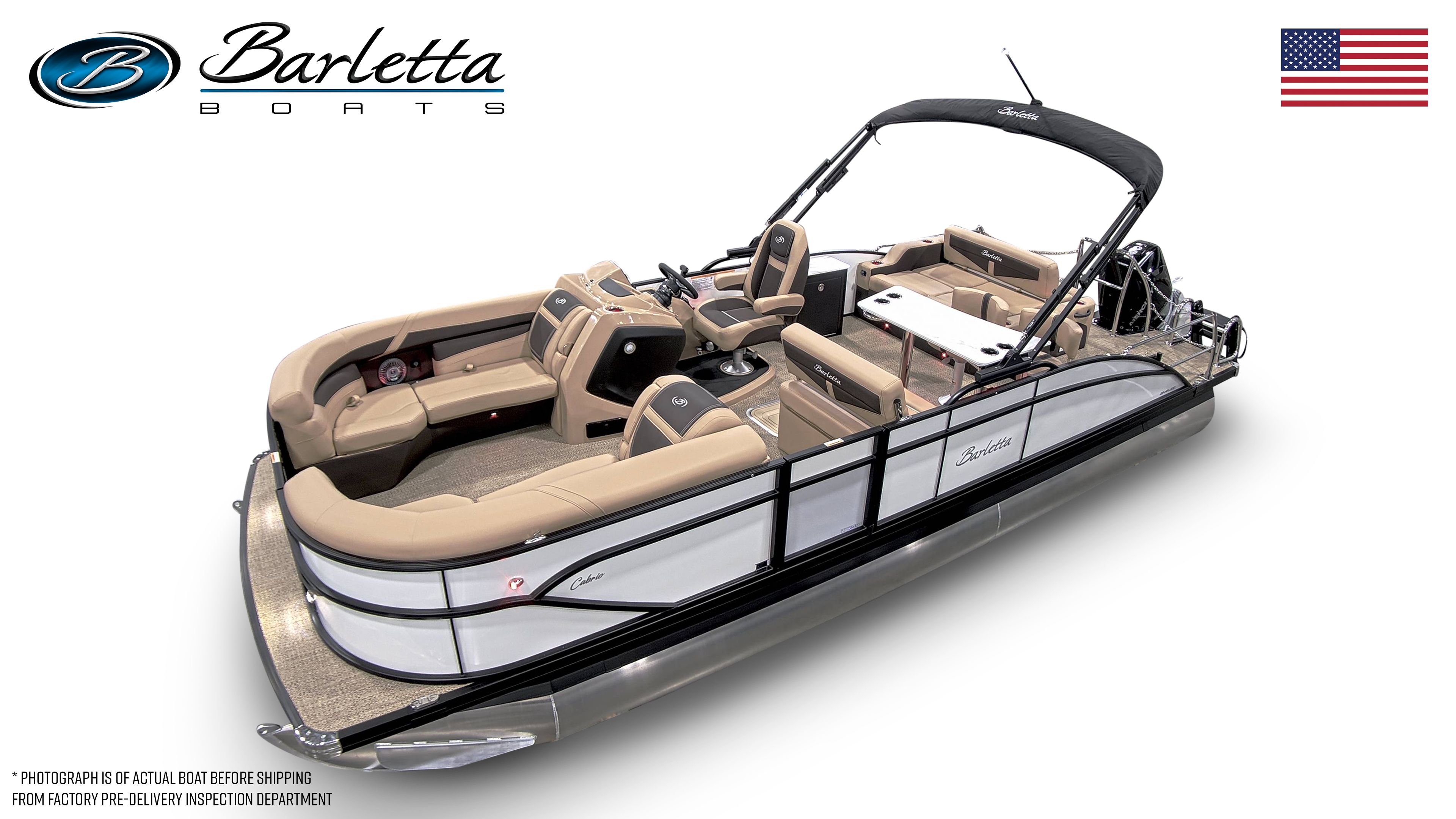 Barletta CABRIO24UE 2025 Barletta Cabrio 24UE pontoon boat with luxurious seating and sleek design.