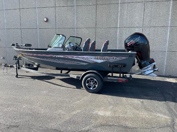 Ranger VS1782SC Angler 2024 Ranger VS1782SC Angler boat with trailer, parked outdoors.