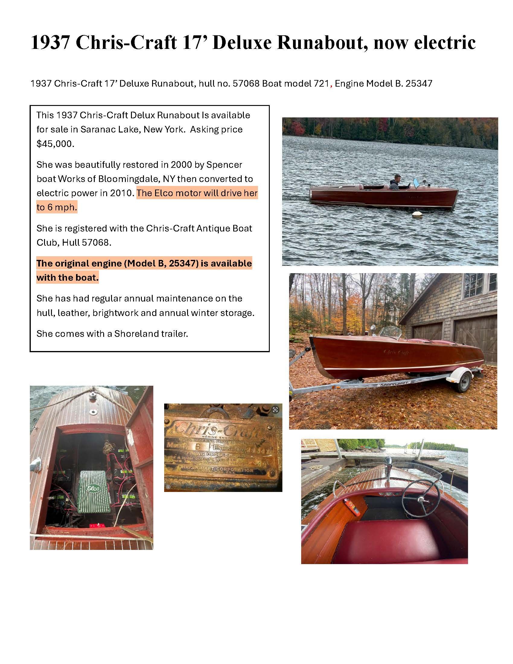 1937 Chris-Craft Delux Runabout